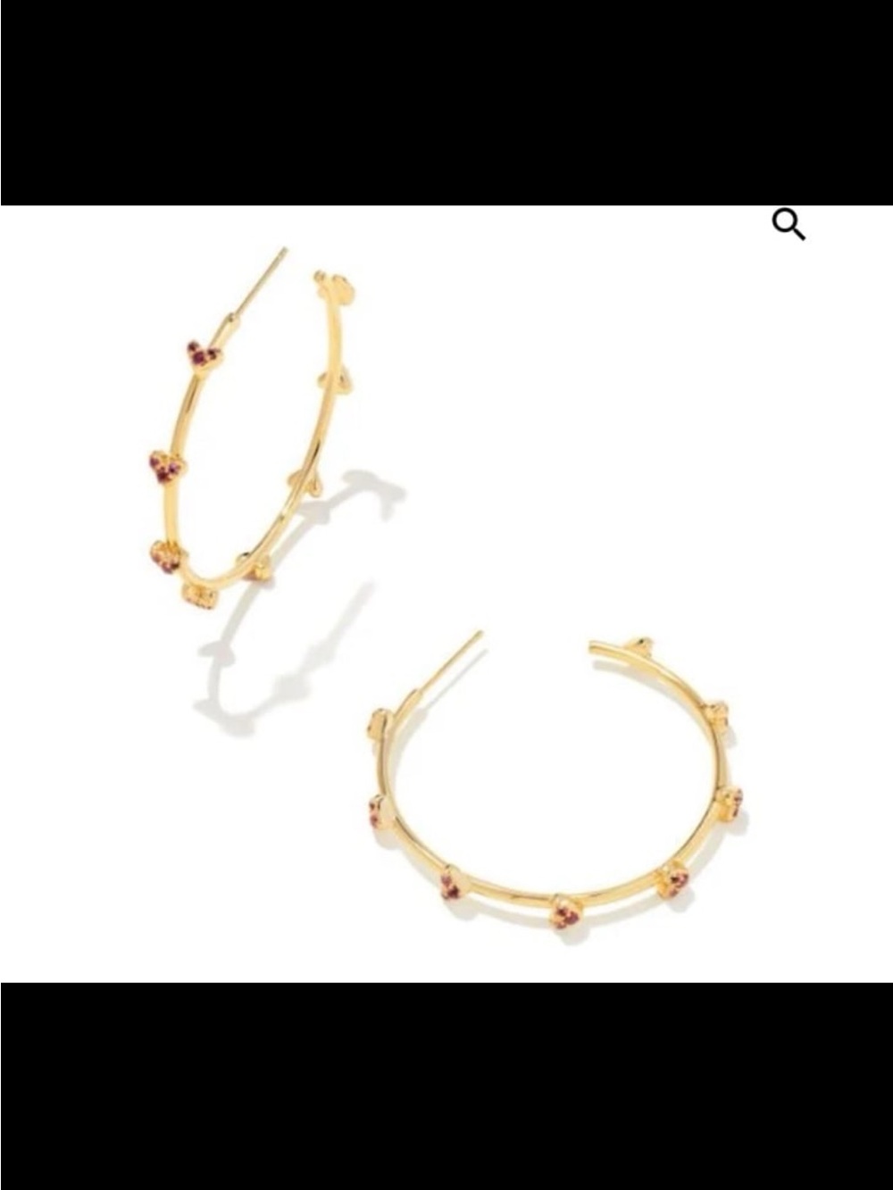 Kendra Scott Haven Heart Hoop Earrings in Pink Crystal and Gold